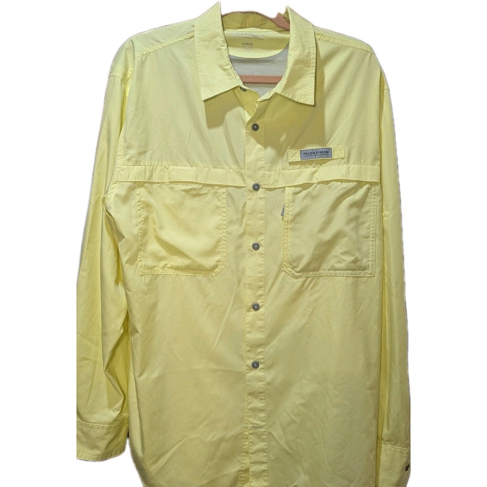 Field & Stream Mens Shirt  Yellow Fishing‎ Vented Button Up Long Sleeve Size Lrg